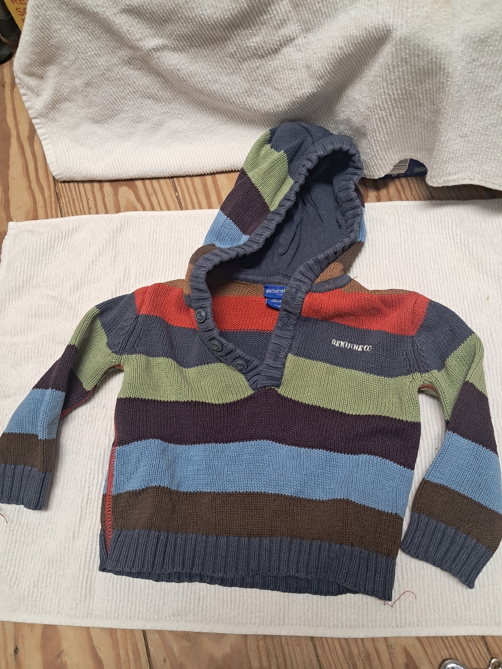 OshKosh B'gosh Hooded Knit Sweater in Blue, Green, Brown, Red